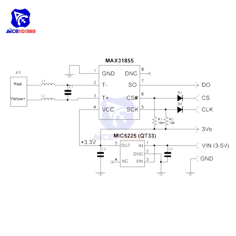Модуль датчика термопары diymore MAX31855K макетная плата с датчиком температуры Diy