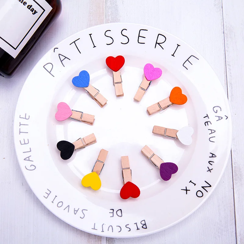 Деревянные прищепки с сердечками для украшения стен DIY креативная рамка