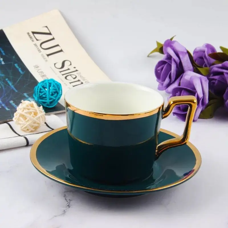 

Европейские кофейные чашки и блюдца из костяного фарфора, посуда, кофейные тарелки, блюда для послеобеденного чая