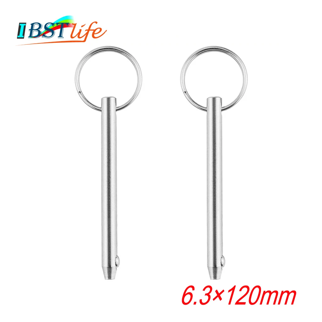 2PCS/Lot 6.3*120mm BSET MATEL Stainless Steel 316 Marine Grade 1/4 inch Quick Release Ball Pin for Boat Bimini Top Deck Hinge