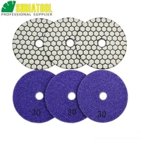 shdiatool 6pcs diamond resin bond dry polishing pads diameter 4inch100mm 30 for granite marble ceramic sanding disc