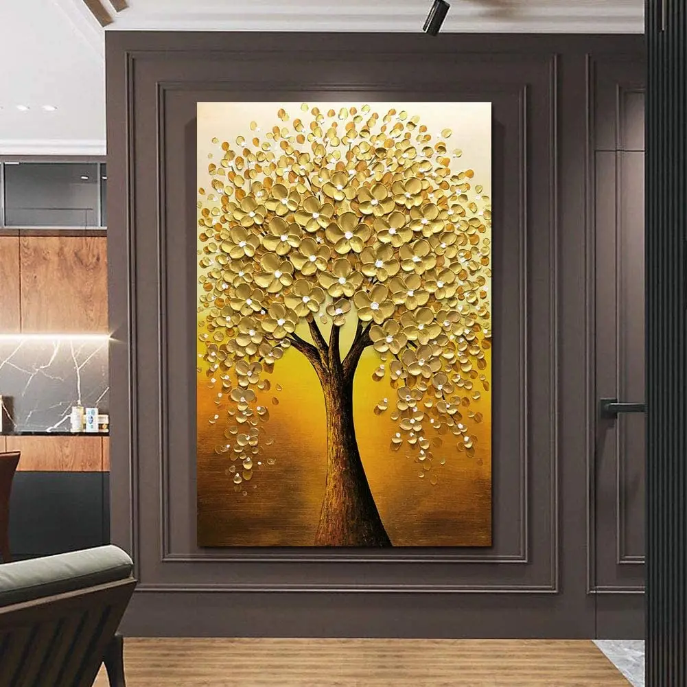 

Large Size Hand Painted Thick Oil Painting On Canvas Golden Cash Cow Modern Home Decor Abstract Wall Art Picture For Living Room