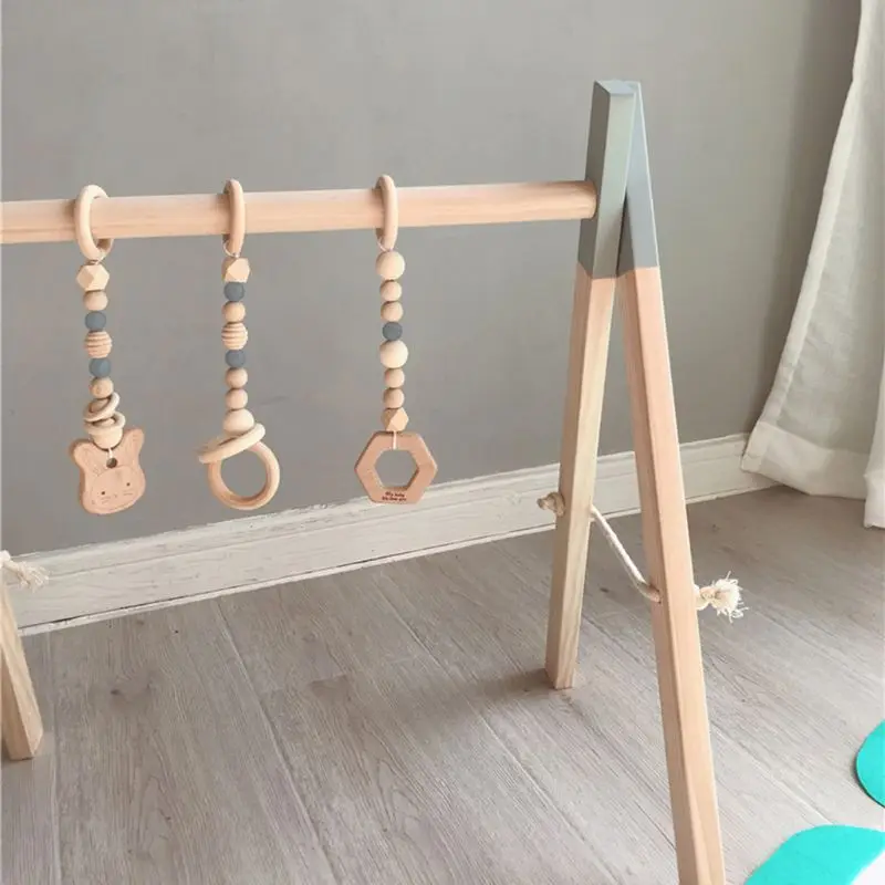 Nordic Style Baby Gym Play Nursery Sensory Ring-pull Toy Wooden Frame Infant Room Decorations Toddler Clothes Rack Gift | Игрушки и