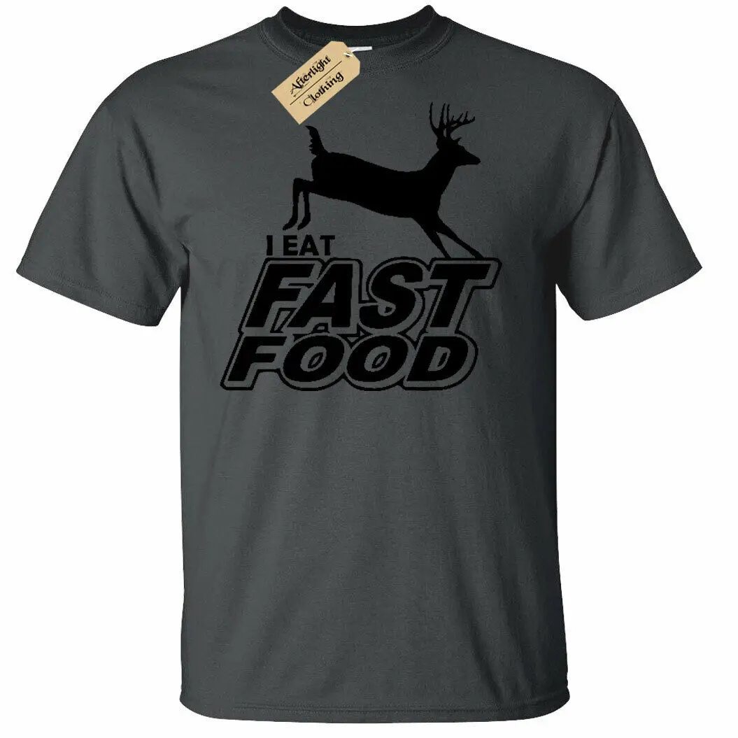 Я ем фаст-фуд смешные мужские футболки Охотник олень стрельба Охота подарок
