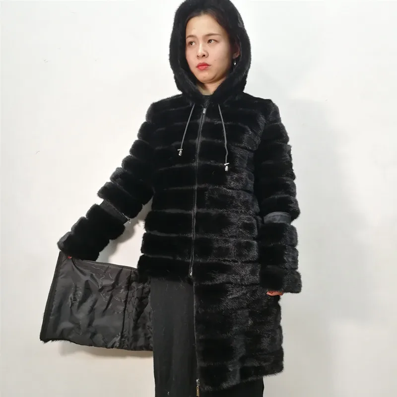 Настоящая норковая шуба для женщин из натуральной норки куртка зимняя длинная