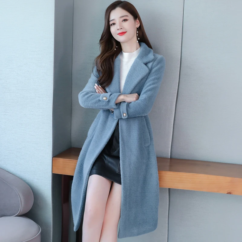 

WEIHAOBANG 2021 New Autumn Winter Women's Solid Colour Trundown Collar Woollen Overcoat Ladys Slim Casual Warm Woollen Overcoat