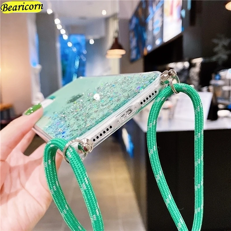 

Glitter Case Crossbody Lanyards Cover for Xiaomi Mi 5X 6X 8 9 9T SE 10T CC9e CC9 Note 10 A1 A2 A3 Lite Poco X2 F2 M2 X3 C3 Pro