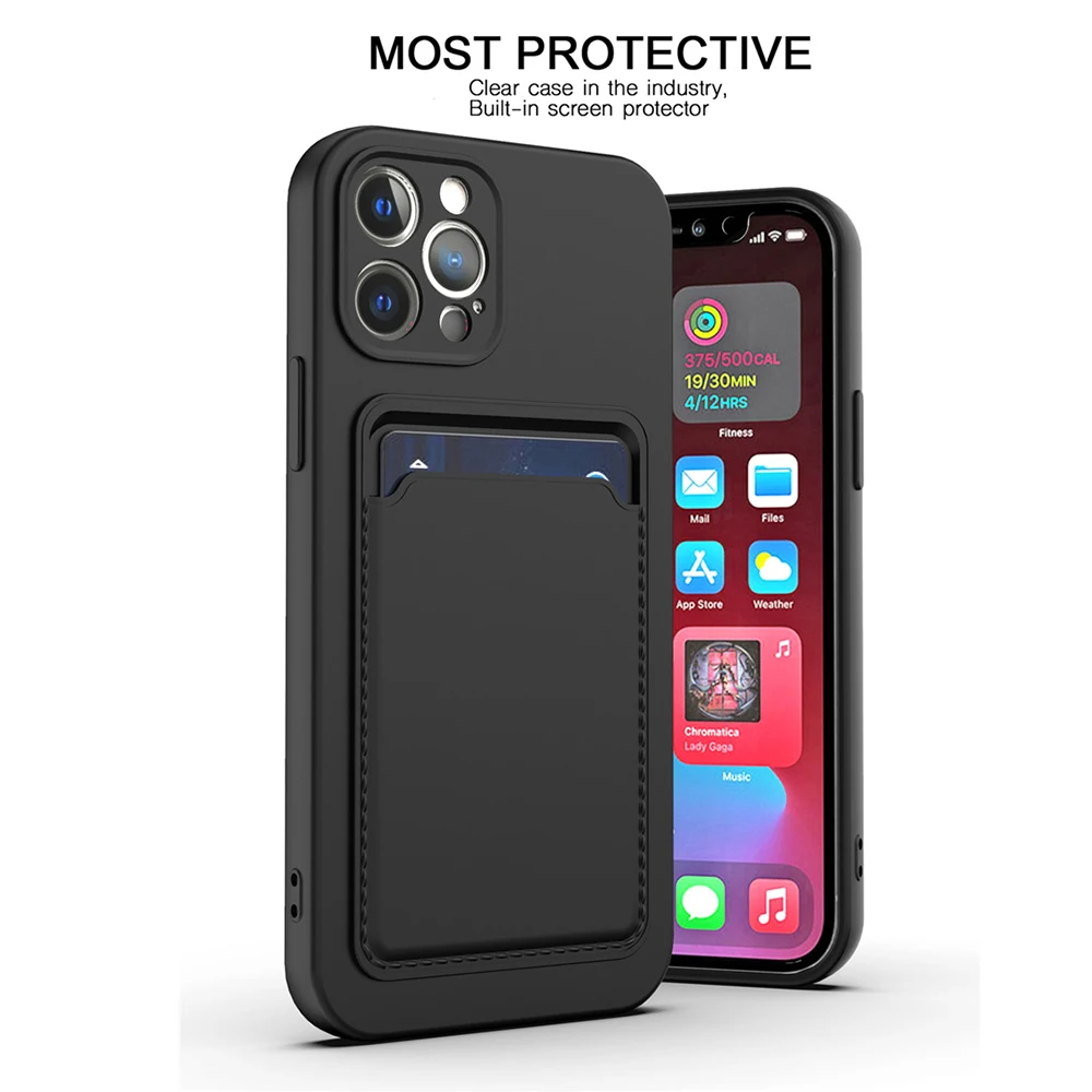 

Original Card Bag Silicone Phone Case for IPhone 11 12 Pro Max 7 8 Plus XR X XS 13 Pro Max Shockproof Case Protector Cover Coque