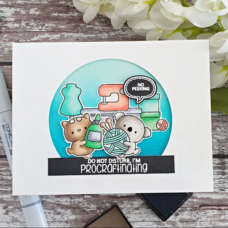 Набор прозрачных штампов Crafty с персонажами и координационными штампами кот