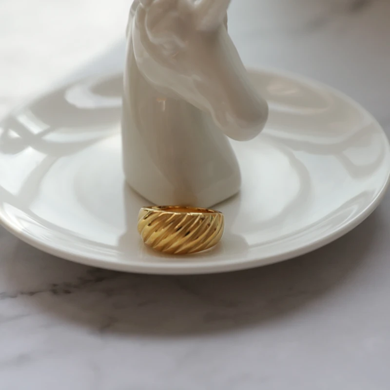 

Joolim PVd Gold Finish Stainless Steel Rings for Women Irregular Ring