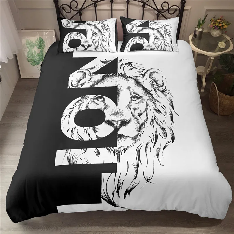 

Lions Pattern Bedding Set Luxury 3d Animal Home Textiles Twin Queen King Size 2/3pcs Duvet Cover Sets Pillowcase