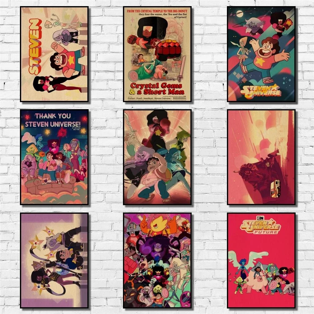 Вселенная Стивена плакат из крафт бумаги с героями мультфильмов украшением в