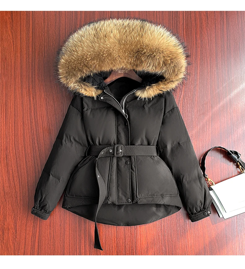 Зимнее женское пальто Толстая теплая большая парка на 90% белом утином пуху с