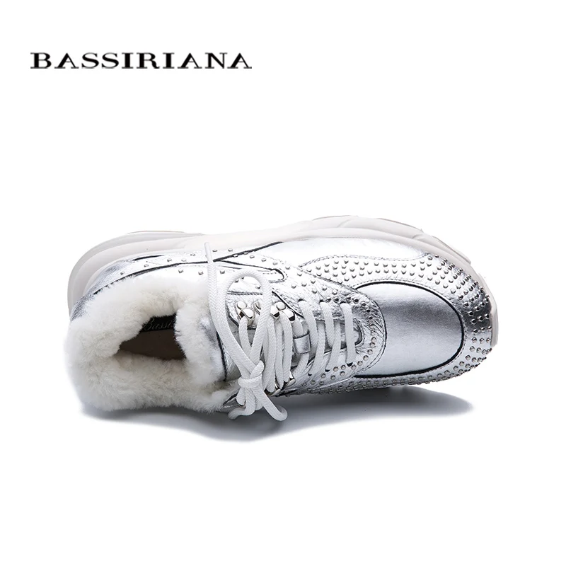 BASSIRIANA2019 зимняя теплая обувь повседневная на платформе женская мода кожа из