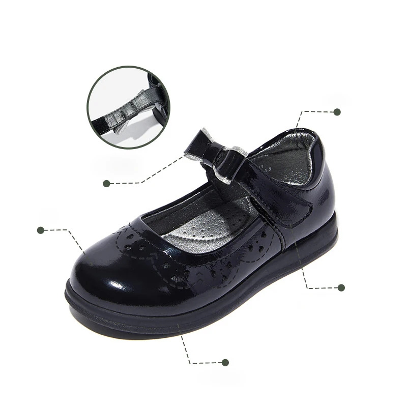 Весенняя детская обувь принцессы с бантом модельная на плоской подошве для