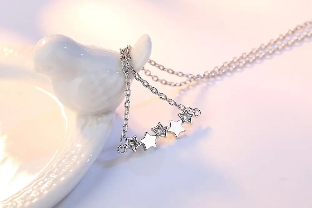 

Fashion brand female silver jewelry fashion five - pointed clavicle crossbow necklace sweater chain simple original 40+5CM