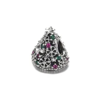 925 sterling silver colored zircon glitter christmas tree pendant charm bracelet fashion jewelry making for original pandora