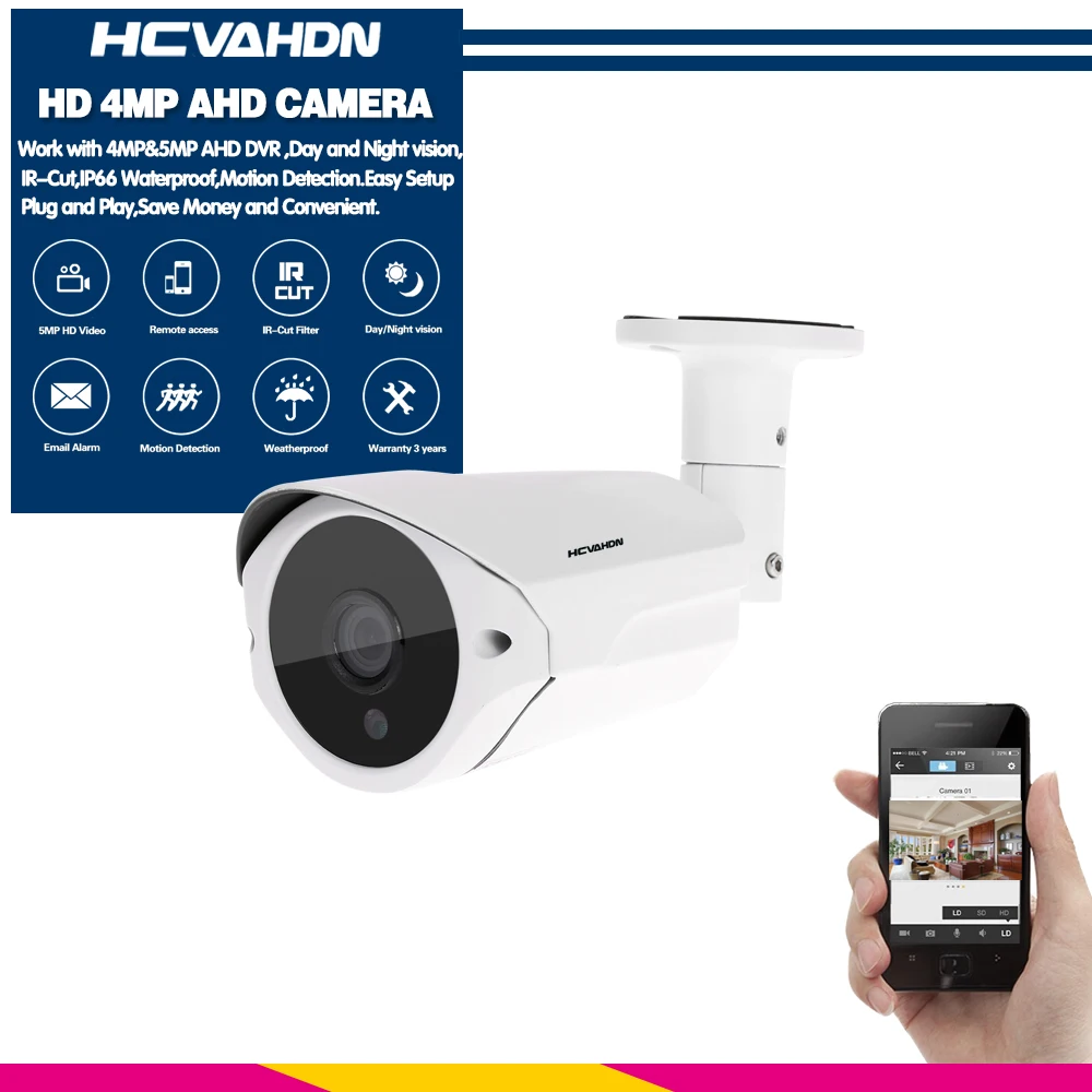 HCVAHDN HD SONY 3MP 4MP AHD камера видеонаблюдения для помещений и улицы Водонепроницаемая 40