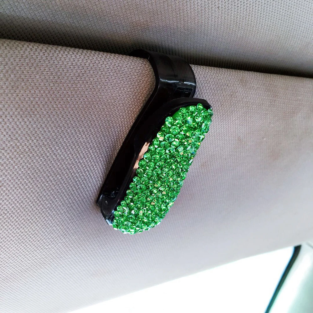 Автомобильный Стайлинг Bling автомобильный футляр для солнечных очков алмазный горный хрусталь Блестящий автомобильный козырек солнцезащитные очки клип держатель
