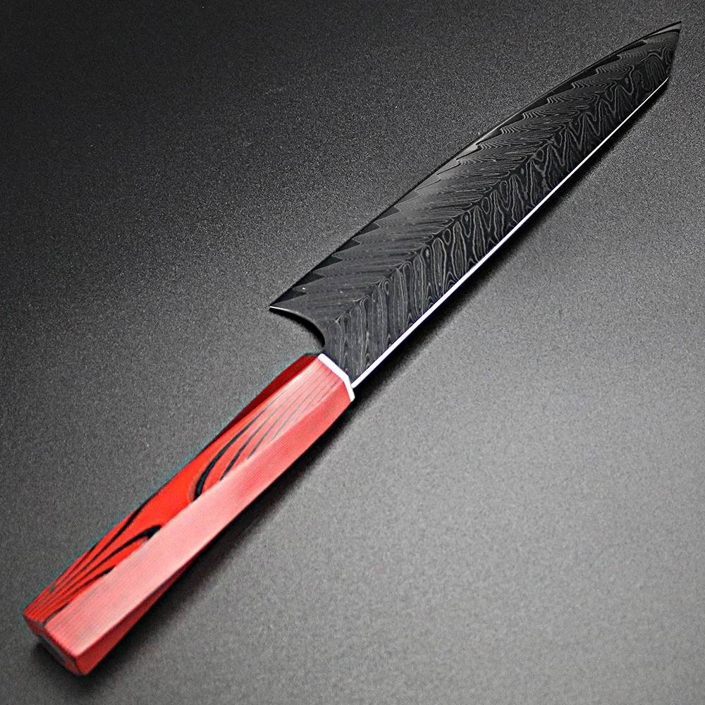 8 дюймов дамасский нож для G10 в виде восьмиугольника с ручкой шеф-повара Ножи