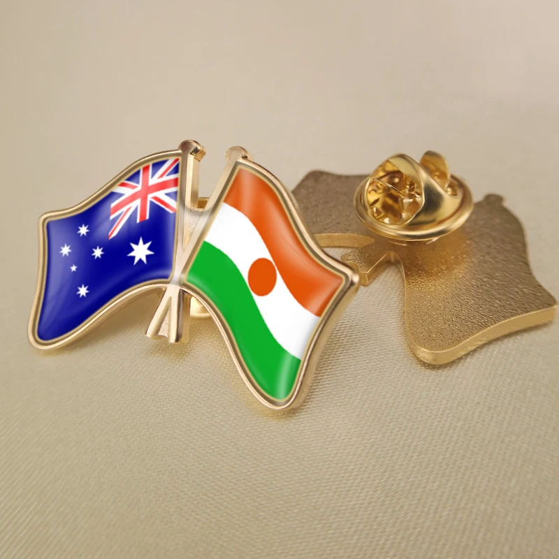 

Australia and Niger Crossed Double Friendship Flags Brooch Badges Lapel Pins