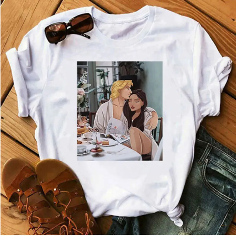 Lovers Vogue Princess Kawaii Harajuku T Shirt Women Cute Anime T-shirt Funny Cartoon Graphic Tshirt 90s Fashion Top Tees Female | Женская