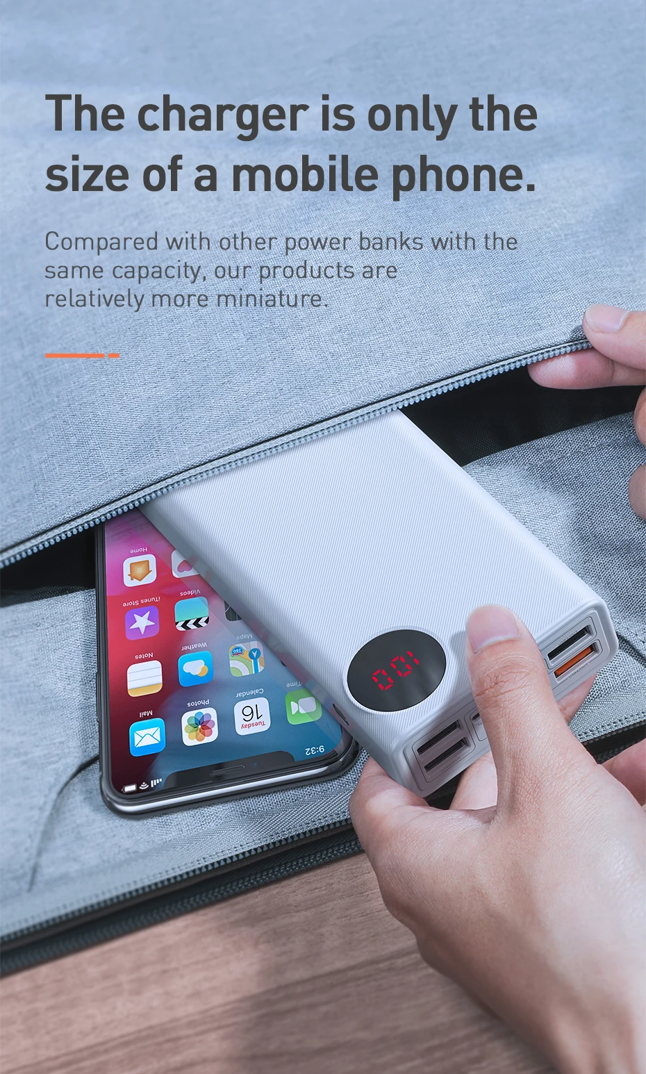 Baseus 30000 мАч Внешний аккумулятор usb type-C PD Быстрая зарядка для iPhone 11 Pro Max samsung Quick Charge 3,0 внешний аккумулятор