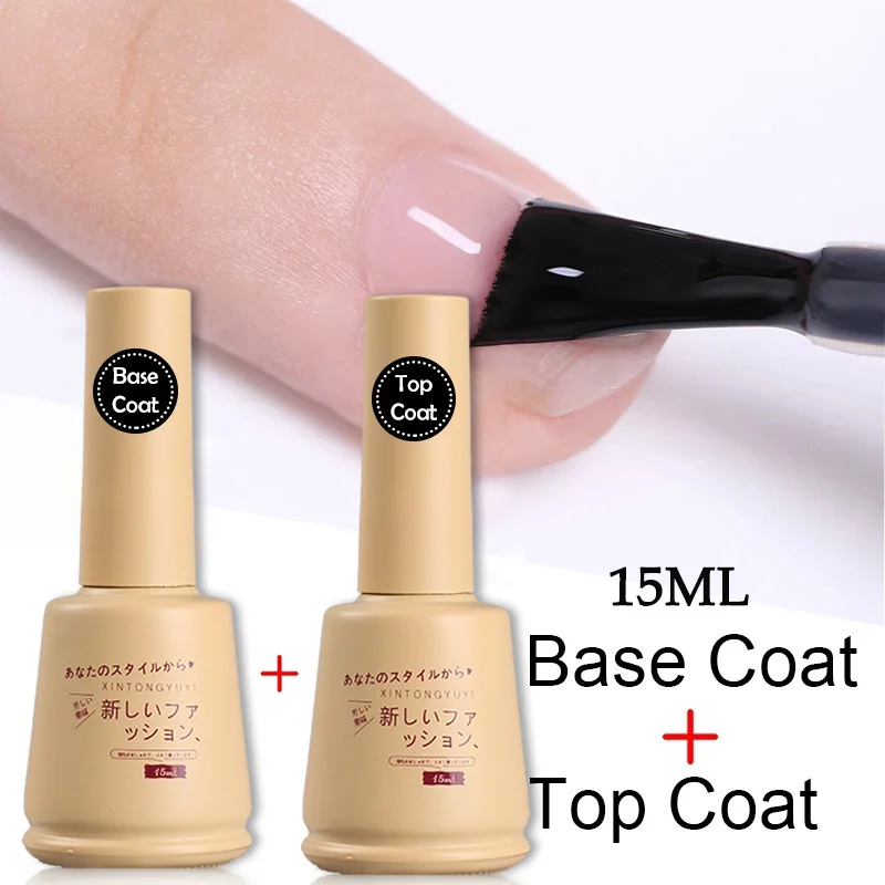 

15ml Semi-permanent Nail Gel Polish No Wipe Base Coat UV Gel Varnish Primer Long Lasting Soak off UV LED Gel Polish Top Coat Gel