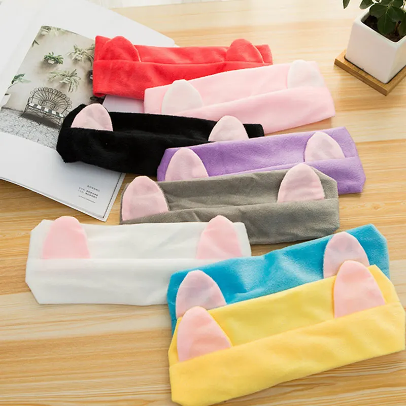 Повязка на голову с кошачьими ушками повязка для волос купания эластичная йоги