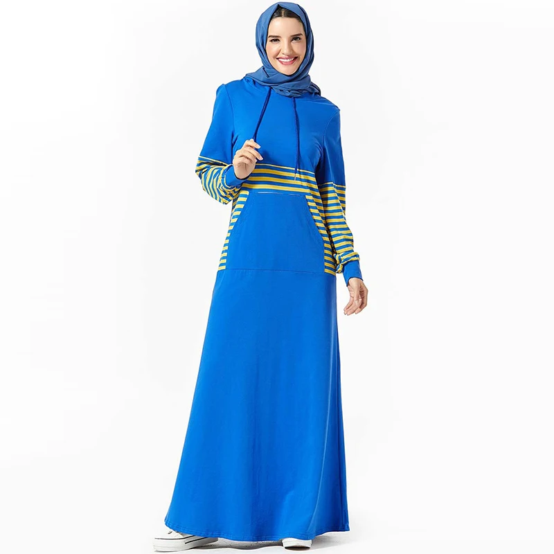 Новый Стильный исламский Турция Удобная Толстовка полосатый карман