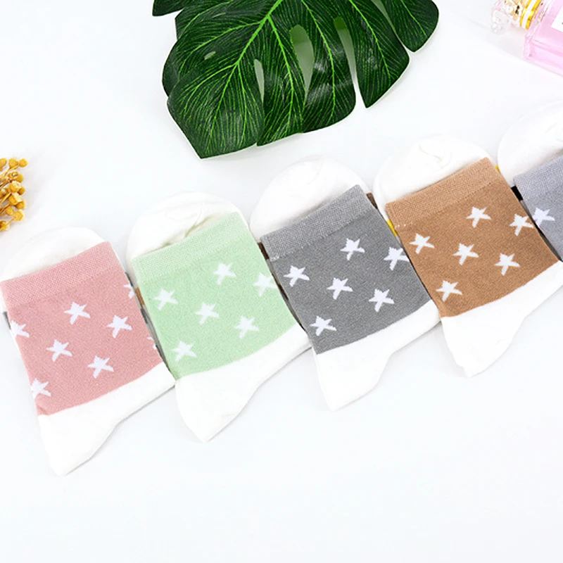 

Lady cotton striped College style socks high quality hot sale winter leisure 1 pair of new popular autumn star pattern