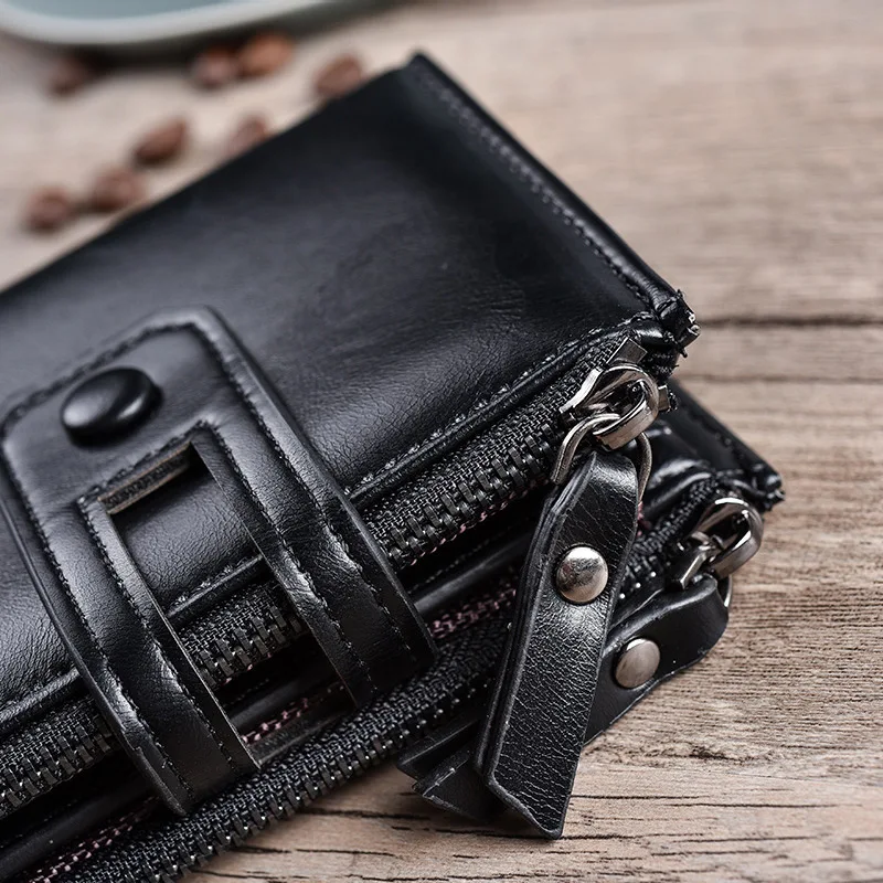 Хит продаж мужской кошелек из искусственной кожи с двойной молнией дизайн для