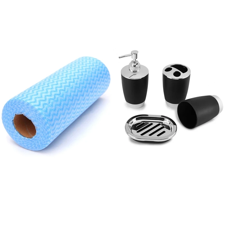 

4 шт. Ванная комната комплект купальные принадлежности Товары черно-1 шт. Кухня одноразовые Полотенца s ткань-как Чистка Полотенца