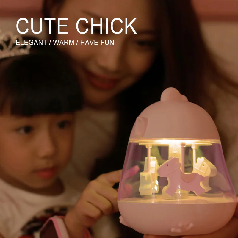 

Cute Carousel Night Light music box Led Usb rechargeable Atmosphere 7colour Lamp Lovely light table lamp baby kid sleeping room