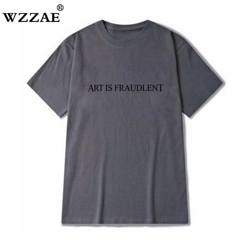 

ART IS FRAUDLENT Print Harajuku Men Short sleeved casual T-shirt summer Cotton Breathable tee street Hip Hop t shirt swag shirts