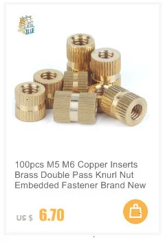 20 шт./лот) M3* 5* L(L = 4,5, 6,7, 8,10, 15) мм медные вставки Инжекторная гайка встроенные части Медная гайка с накаткой