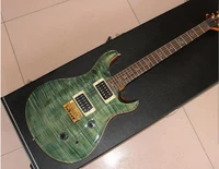 new style electric guitar with hard case green color tiger flame top guitarra high quality pickups handwork 6 stings guitar