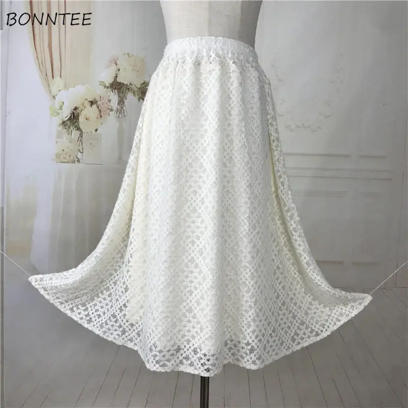 

Skirts Women Princess Empire Hollow Out Lady Stylish Aesthetic Tender Design Ins Aesthetic Lovely Spring Lace Patchwork Casual
