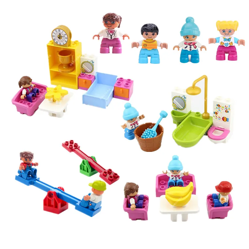 

Funny DIY Building Blocks Bedroom Bathroom Living Room Series Girls Favorite Role Play Toys Compatible Parts