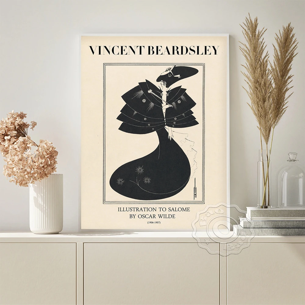 

Aubrey Vincent Beardsley Art Nouveau Exhibition Museum Poster The Black Cape Prints Canvas Painting Lounge Office Studio Decor