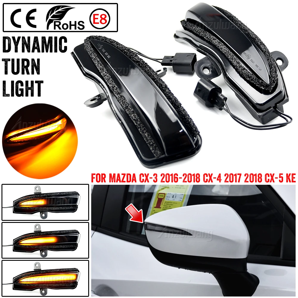 

2pcs Dynamic Turn Signal LED Side Mirror Indicator Blinker Sequential Light For Mazda CX-3 CX3 2016-2018 CX-4 CX4 CX-5 CX5 KE