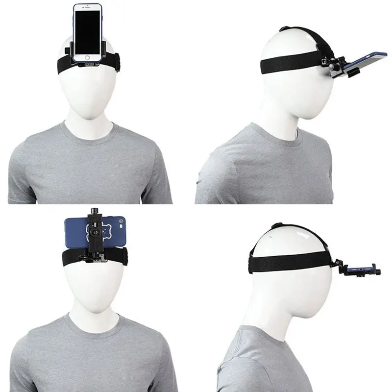 head band phone holder head mounted headband mount strap adjustable belt cellphone selfie mount clip for 4 5 7 inches smartphone free global shipping