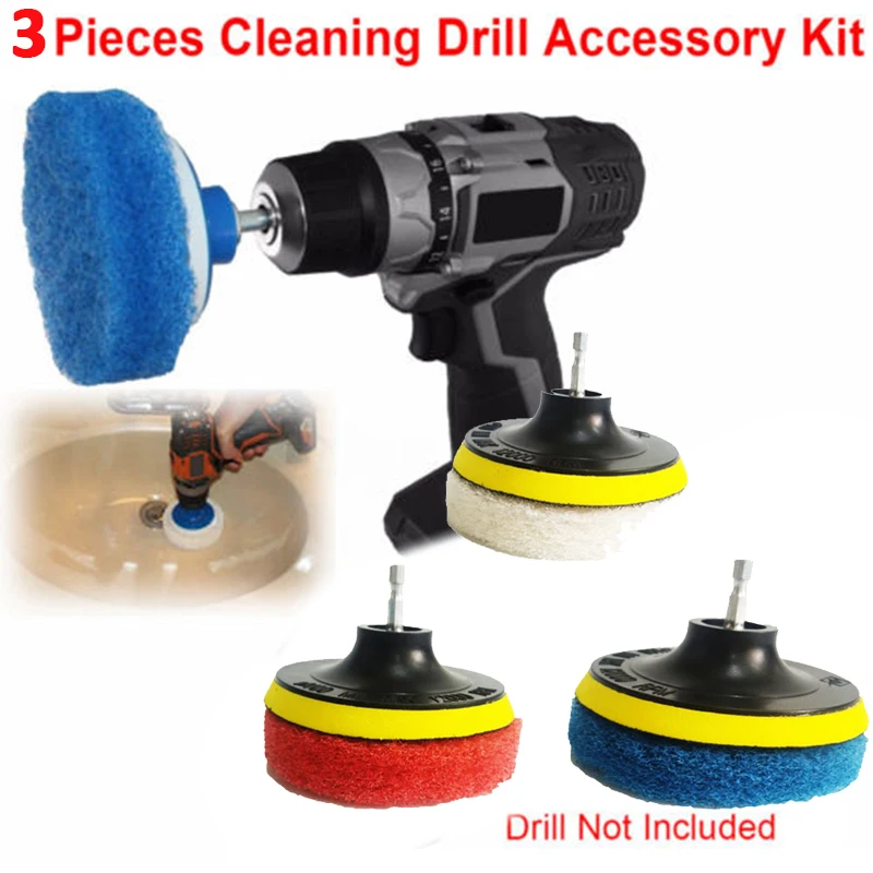 

5Pcs Bathroom Home Cleaning Brush Drill Accessory Kit Nylon Powered Scrub Pad Nylon White+Blue+Red 100 Mm/4 Inch