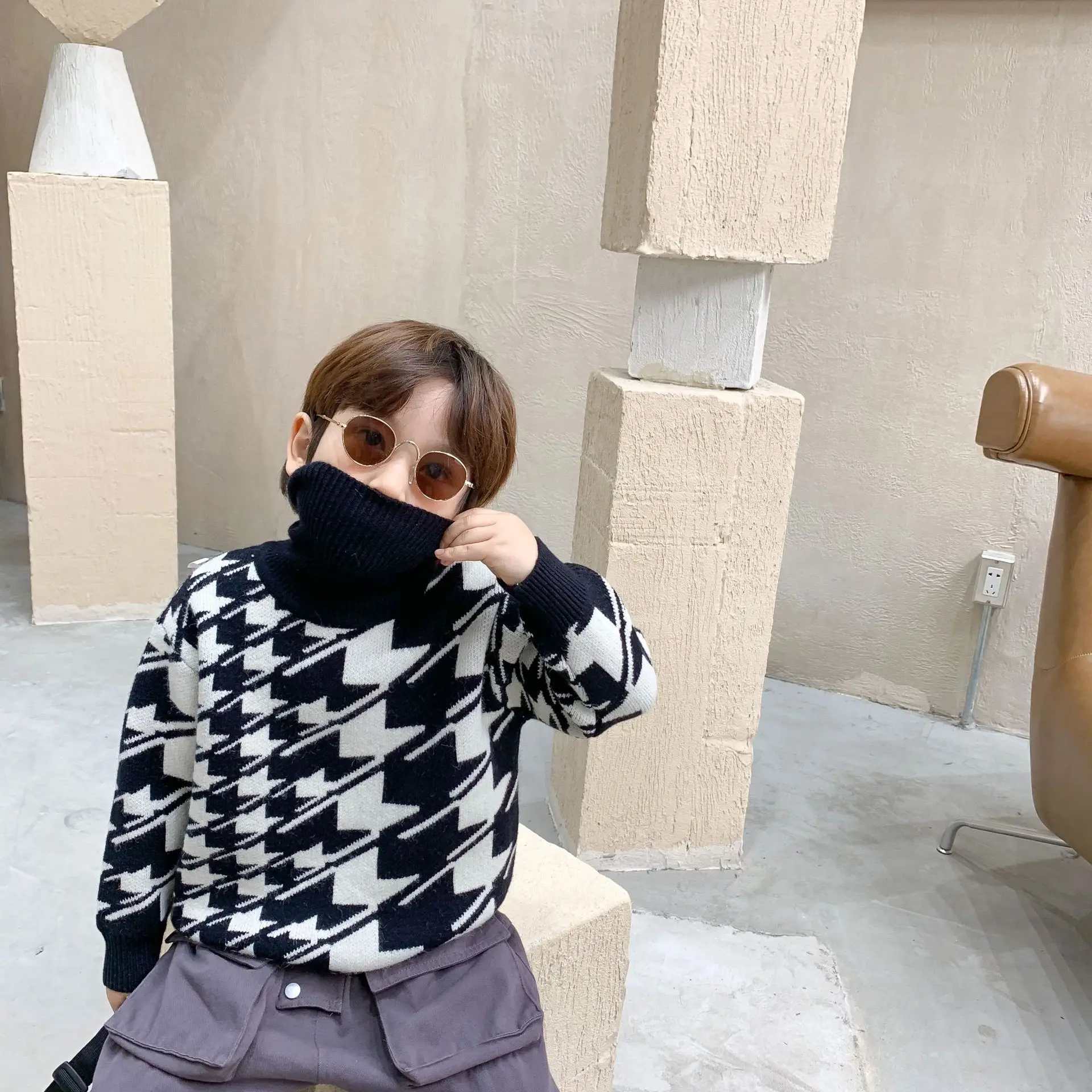 Свитера для мальчиков Осень зима 2020 новая детская одежда свитер с высоким