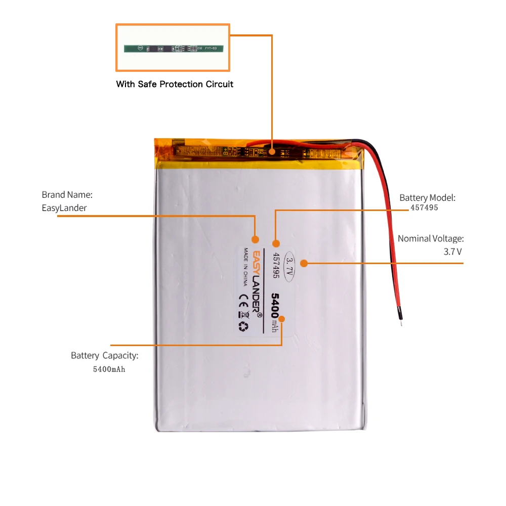 10pcs Tablet pc 3.7V 5400mAH (polymer lithium ion battery) Li-ion battery for tablet 7 inch 8 9inch 457495 Free Shipping | Электроника