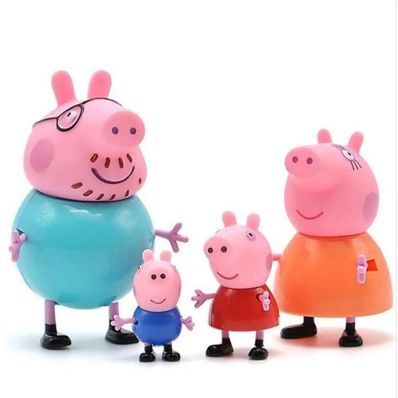4pcs Оригинальные Модные стили Свинка Пеппа Семья Джордж фигурка различные папа мама дедушка бабушка и Пеппа игрушки кукла модель для детей - Цвет: 4pcs