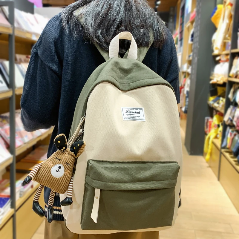 

High Quality Canvas Women's Backpack Schoolbag for Teenage Girls New College Student Book Rucksack Mochila Female School Bag