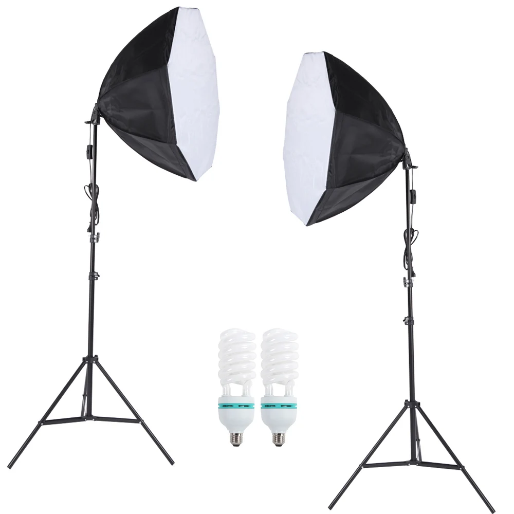 

Russia Freeshipping Professional Photography Photo Lighting Kit with 5500K 135W Daylight Studio Bulb Light Stand Octagon Softbox