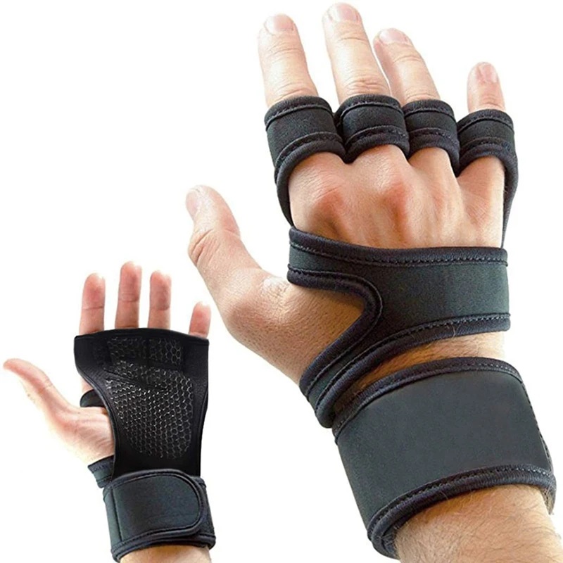 

New 1 Pair Weight Lifting Training Gloves Women Men Fitness Sports Body Building Gymnastics Grips Gym Hand Palm Protector Gloves