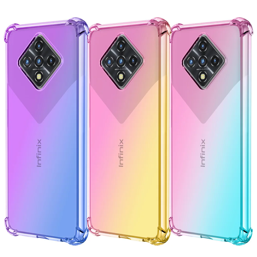 

Luxury Gradient Transparent Shockproof Case For INFINIX Note 7 Smart 4 4C ZERO 8 X690 X687 Air Bag Shockproof Phone Funda